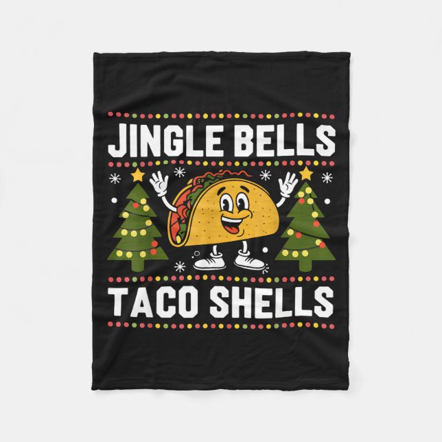 Christmas Jingle Bells Taco Shells Funny Xmas Taco Fleecefilt (Framsidan)
