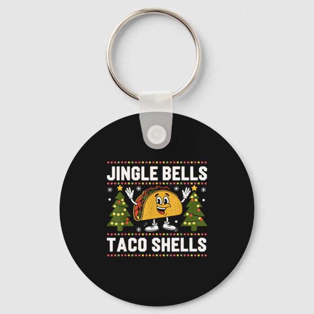 Christmas Jingle Bells Taco Shells Funny Xmas Taco Nyckelring (Framsida)