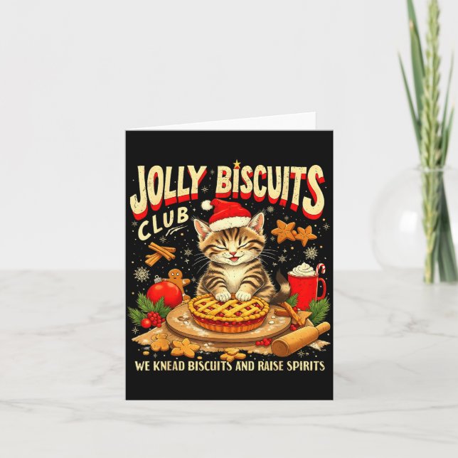 Christmas Jolly Biscuits Club Cute Cat Lovers Baki Kort (Framsida)