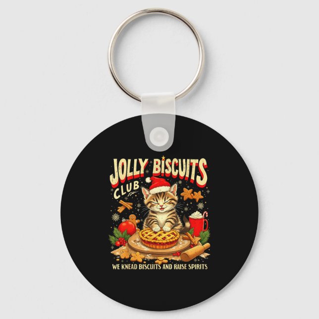 Christmas Jolly Biscuits Club Cute Cat Lovers Baki Nyckelring (Framsida)