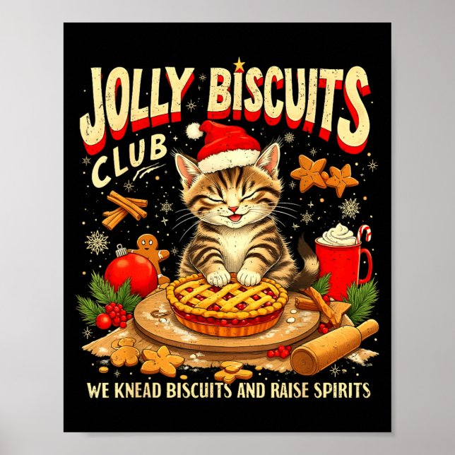 Christmas Jolly Biscuits Club Cute Cat Lovers Baki Poster (Framsidan)
