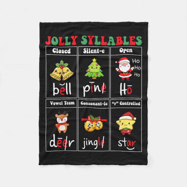 Christmas Jolly Syllables Teacher Students Funny S Fleecefilt (Framsidan)