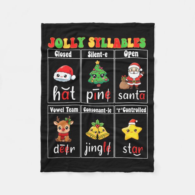 Christmas Jolly Syllables Teacher Students Funny S Fleecefilt (Framsidan)