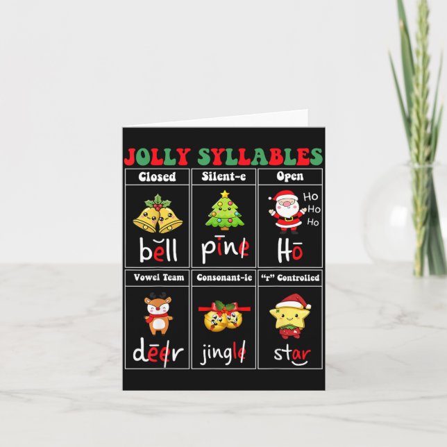 Christmas Jolly Syllables Teacher Students Funny S Kort (Framsida)