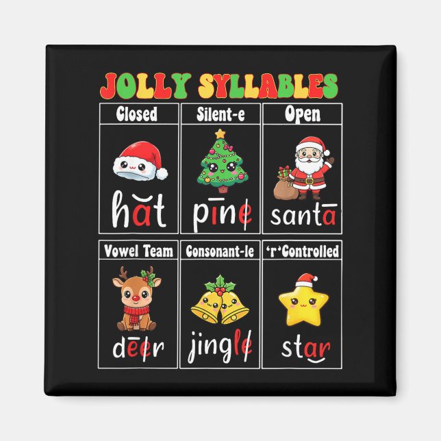 Christmas Jolly Syllables Teacher Students Funny S Magnet (Framsidan)