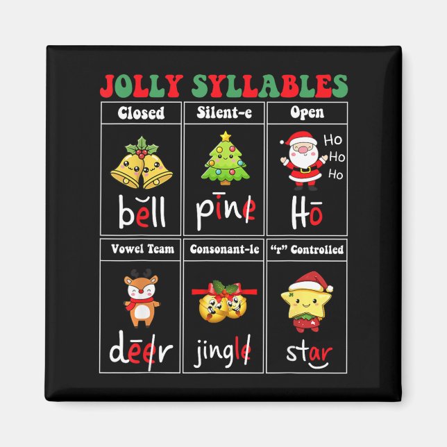 Christmas Jolly Syllables Teacher Students Funny S Magnet (Framsidan)