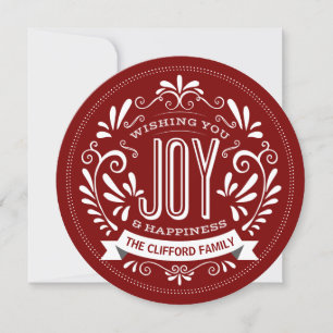 CHRISTMAS JOY CHALK ART ROUND PHOTO HÄLSNING JULKORT