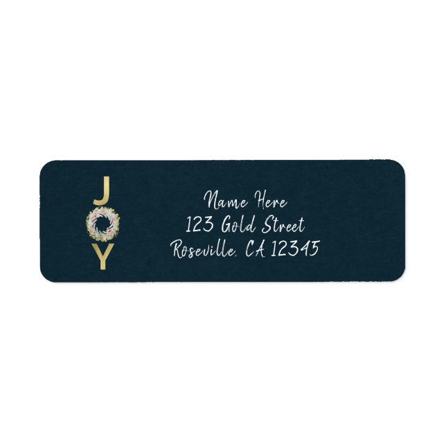 CHRISTMAS JOY Gold Foil Modern Helgdag Card Returadress Etikett (Framsidan)