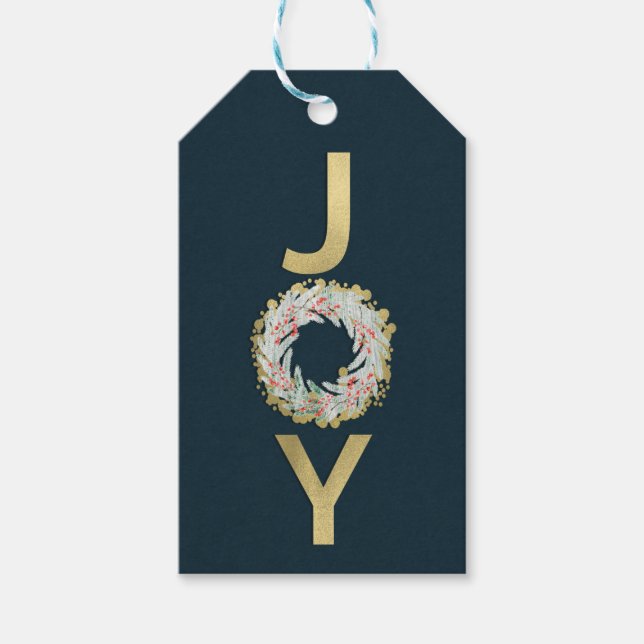 CHRISTMAS JOY Gold Foil Modern Helgdag-favoritkort Presentetikett (Framsidan)