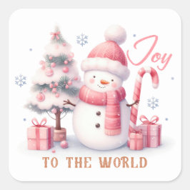 Christmas Joy to the World Square Sticker Fyrkantigt Klistermärke
