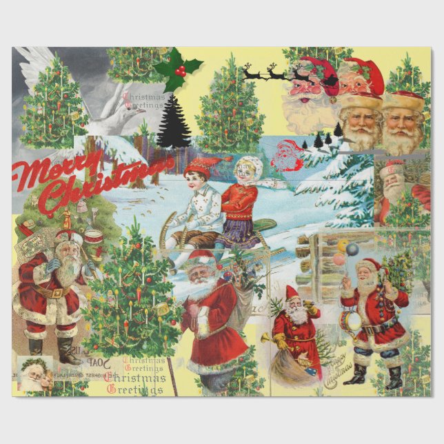 CHRISTMAS Jultomten COLLAGE Presentpapper (Platt)