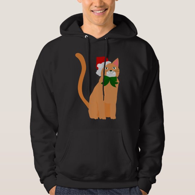 christmas jultomten hat orange cat hoodie (Framsida)