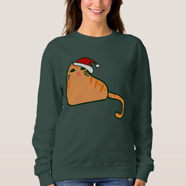 christmas jultomten hat orange tabby katt t shirt (Framsida)