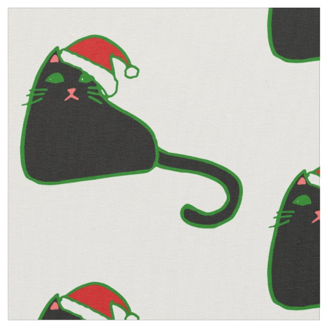 christmas jultomten-hatt-katt tyg (Närbild)