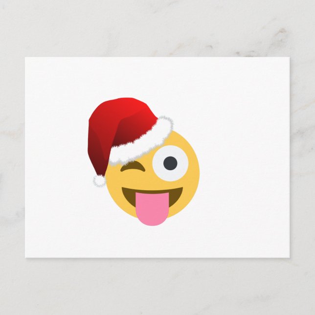 christmas jultomten winking emoji helg vykort (Framsida)