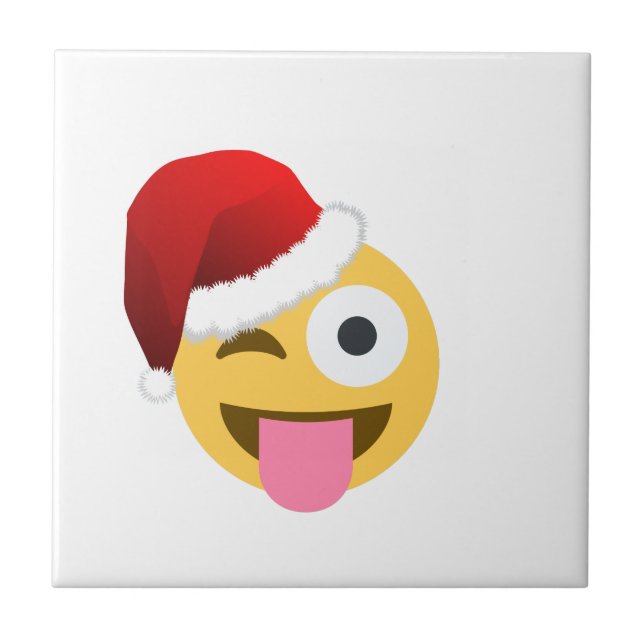 christmas jultomten winking emoji kakelplatta (Framsidan)