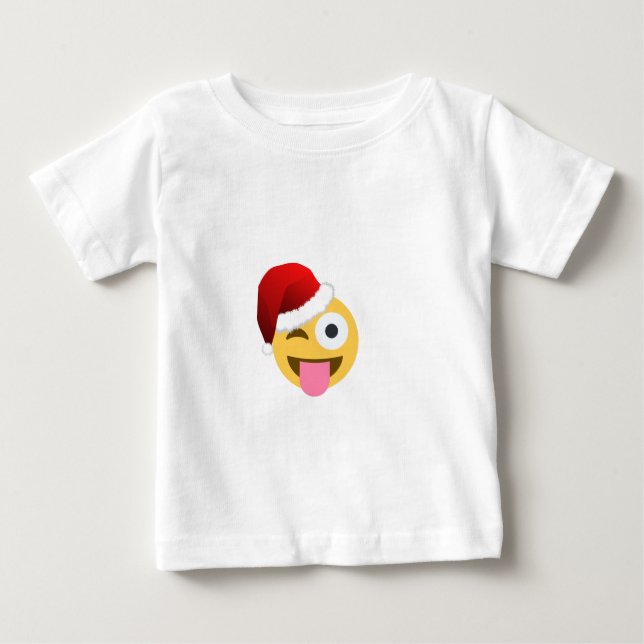 christmas jultomten winking emoji tee shirt (Framsida)