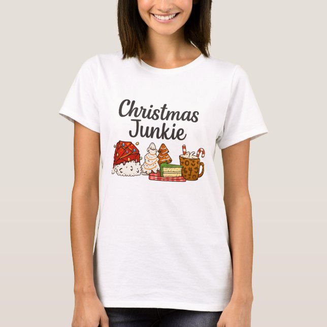 Christmas Junkie Dessert Print | Cozy Xmas graphic T Shirt (Framsida)