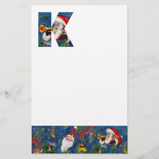 CHRISTMAS K BREV / JULTOMTEN BUGLER MONOGRAM BREVPAPPER (Framsida)