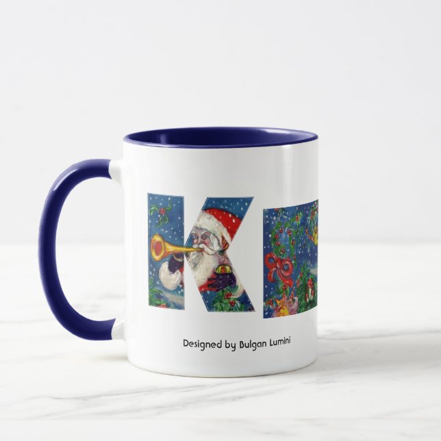 CHRISTMAS K BREV / JULTOMTEN BUGLER MONOGRAM MUGG (Vänster)