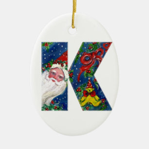 CHRISTMAS K BREV / JULTOMTEN MED RED RIBBON JULGRANSPRYDNAD KERAMIK