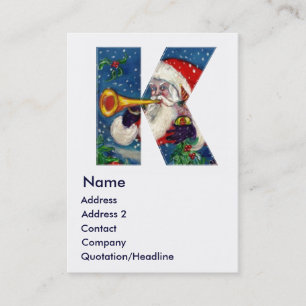 CHRISTMAS K BREV / SANTA BUGLER MONOGRAM VISITKORT