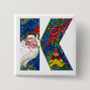 CHRISTMAS K BREV / SANTA RED RIBBON MONOGRAM KNAPP