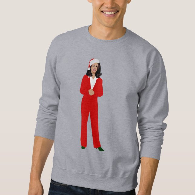 christmas kamala harris jultomten lång ärmad tröja (Framsida)