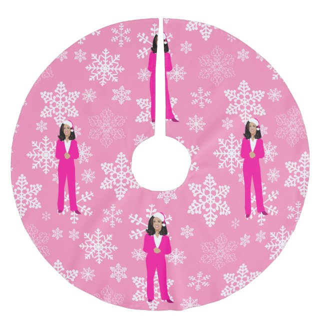 christmas kamala harris Santa isig rosa Julgransmatta Borstad Polyester (Framsidan)
