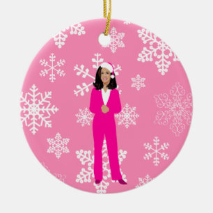 christmas kamala harris Santa isig rosa Julgransprydnad Keramik