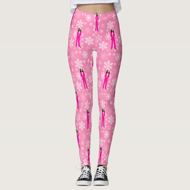 christmas kamala harris Santa isig rosa Leggings (Framsida)