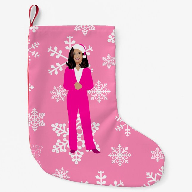 christmas kamala harris Santa isig rosa Liten Julstrumpa (Framsidan)