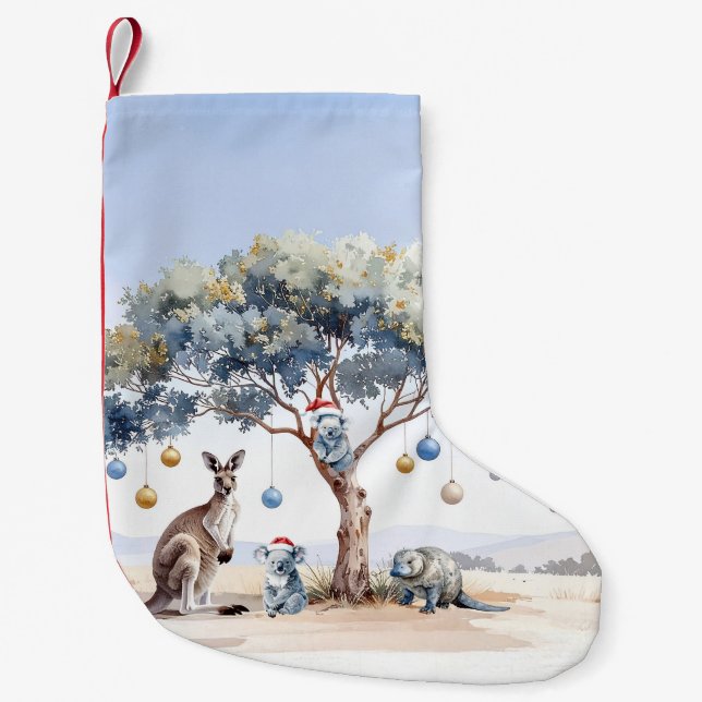 Christmas Kangaroo Koalas Platypus Gumtree Baubles Liten Julstrumpa (Framsidan)