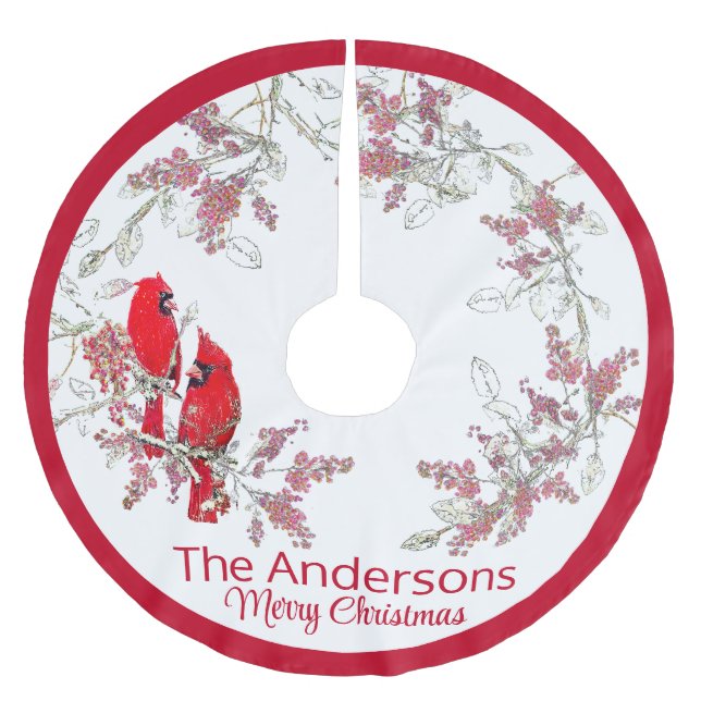 christmas kardinal borstad polyester Träd Skirt Julgransmatta Borstad Polyester (Framsidan)