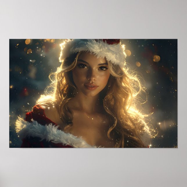 CHRISTMAS KÄRLEK med vacker Santa Angel Poster (Framsidan)