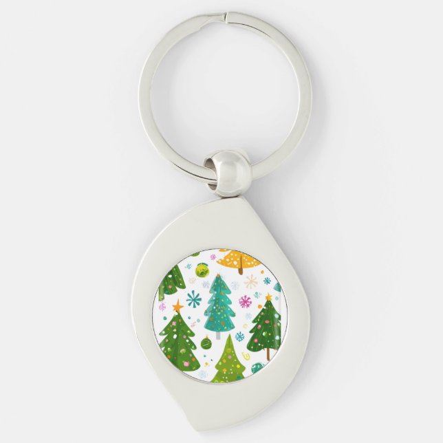 Christmas Keychain – Festive Charm in Your Pocket Swirl Silverfärgad Nyckelring (Framsidan)