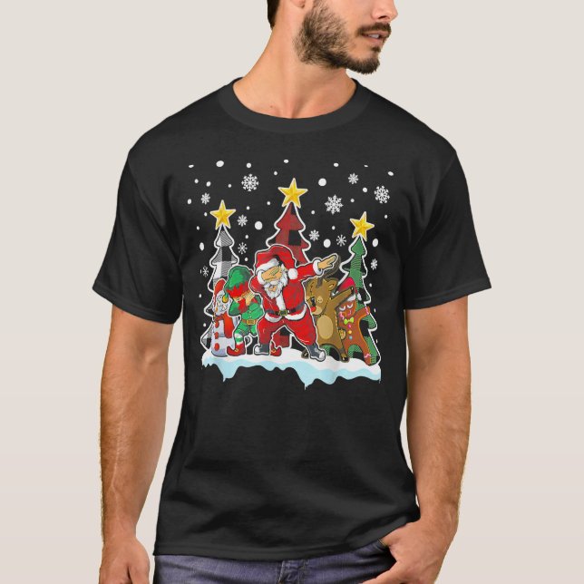 Christmas Kids Boys Men Dabbing Santa Elf Deer Fri T Shirt (Framsida)