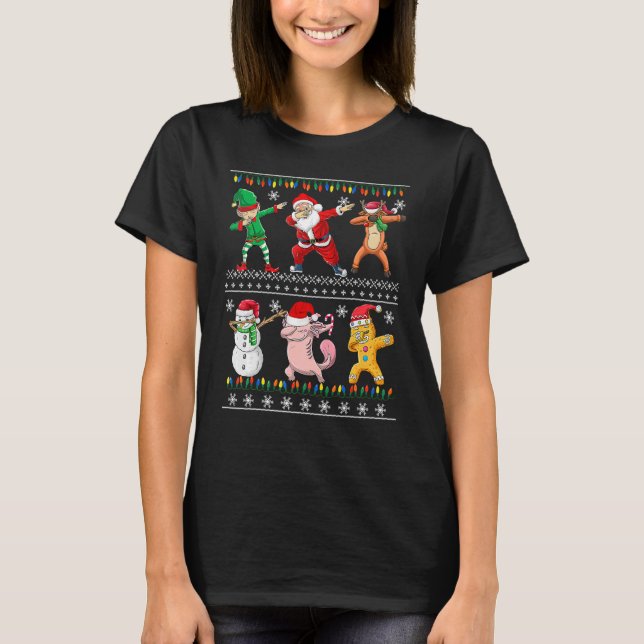 Christmas Kids Boys Men Dabbing Santa Elf Deer Fri T Shirt (Framsida)