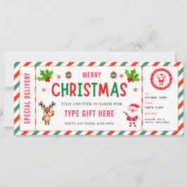 Christmas Kids Coupon Certificate Rudolph Santa Inbjudningar