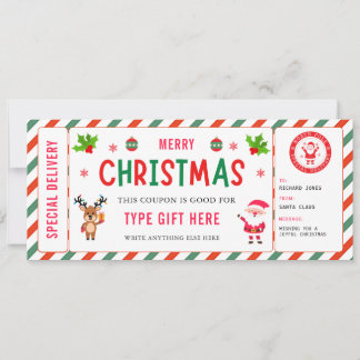 Christmas Kids Coupon Certificate Rudolph Santa Inbjudningar