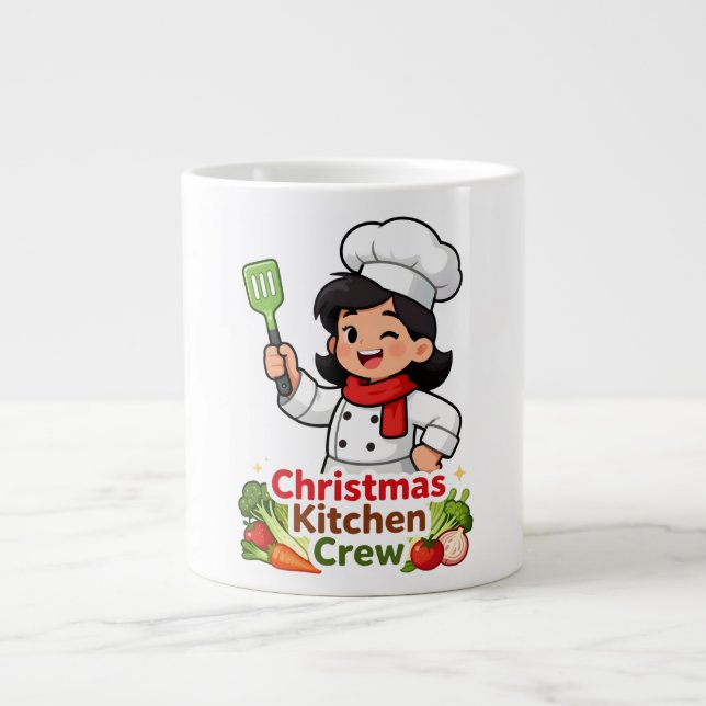 Christmas Kitchen Crew Cute Chef Mug Jumbo Mugg (Framsidan)