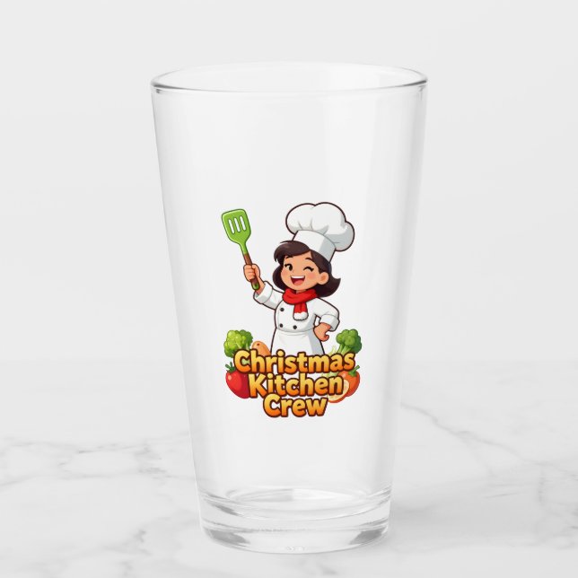Christmas Kitchen Crew Cute Holiday Glass Glaskopp (Framsida)