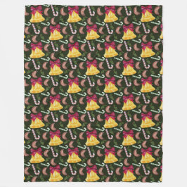 CHRISTMAS KLOCKOR CANDYCANES & COOKIES FLEECEFILT