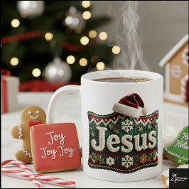 Christmas Knit Sweater Jesus Santa Hat Kaffemugg
