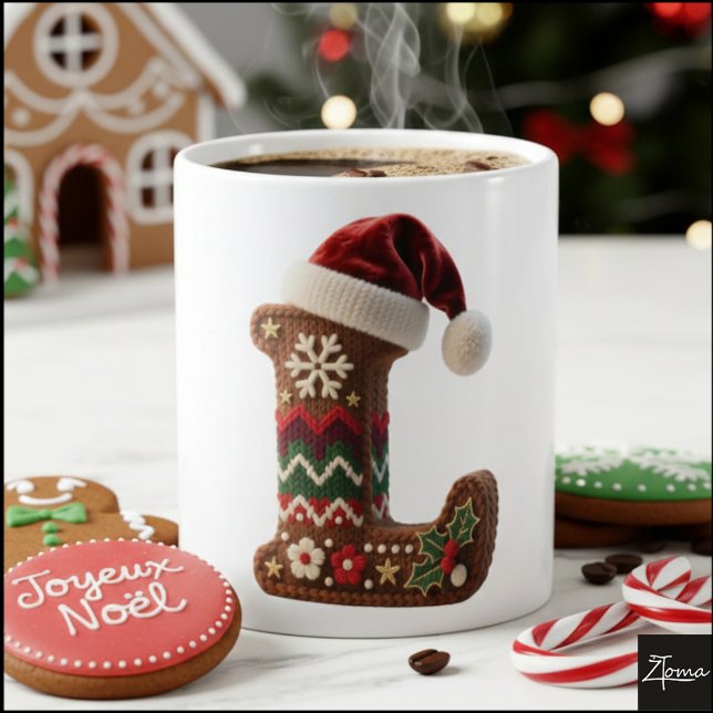 Christmas Knit Sweater Letter L Santa Hat Kaffemugg (Skapare uppladdad)