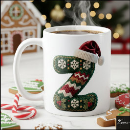 Christmas Knit Sweater Letter Z Santa Hat Kaffemugg