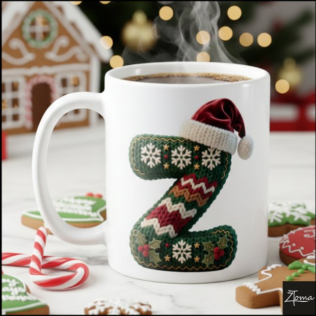 Christmas Knit Sweater Letter Z Santa Hat Kaffemugg (Skapare uppladdad)