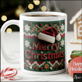 Christmas Knit Sweater Merry Christmas Santa Hat Kaffemugg