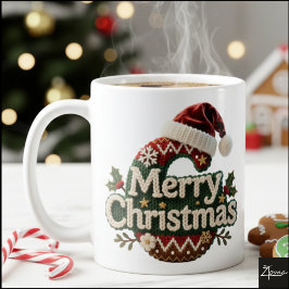 Christmas Knit Sweater Merry Christmas Santa Hat Kaffemugg