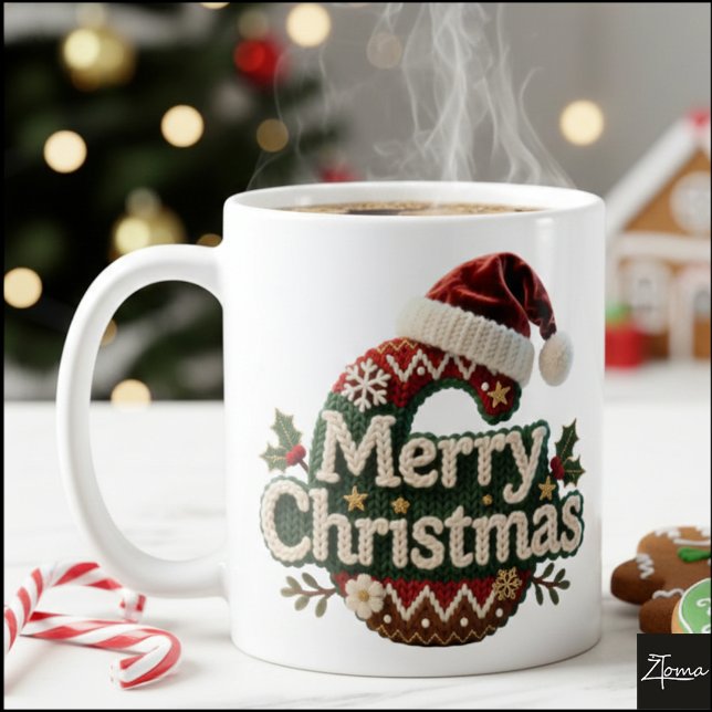 Christmas Knit Sweater Merry Christmas Santa Hat Kaffemugg (Skapare uppladdad)